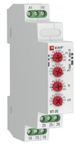 Реле времени на DIN-рейку EKF PROxima RT-2C 2 регулирования порога времени 0,1сек.–24сут. 8А 24-230В фото Реле времени на DIN-рейку EKF PROxima RT-2C 2 регулирования порога времени 0,1сек.–24сут. 8А 24-230В картинка